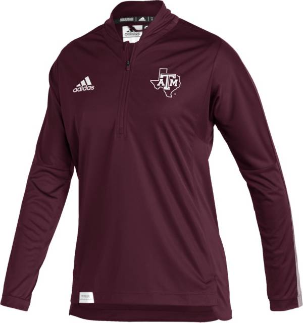 adidas Women's Texas A&M Aggies Maroon Locker Room Quarter-Zip Pullover Shirt