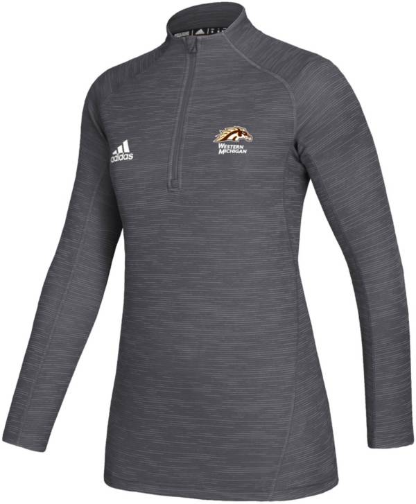 adidas Women's Western Michigan Broncos Grey Game Mode Sideline Quarter-Zip Shirt