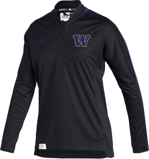 adidas Women's Washington Huskies Black Locker Room Quarter-Zip Pullover Shirt