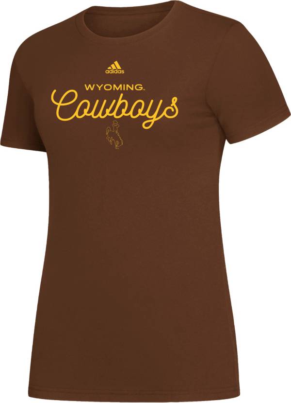 adidas Women's Wyoming Cowboys Brown Amplifier T-Shirt