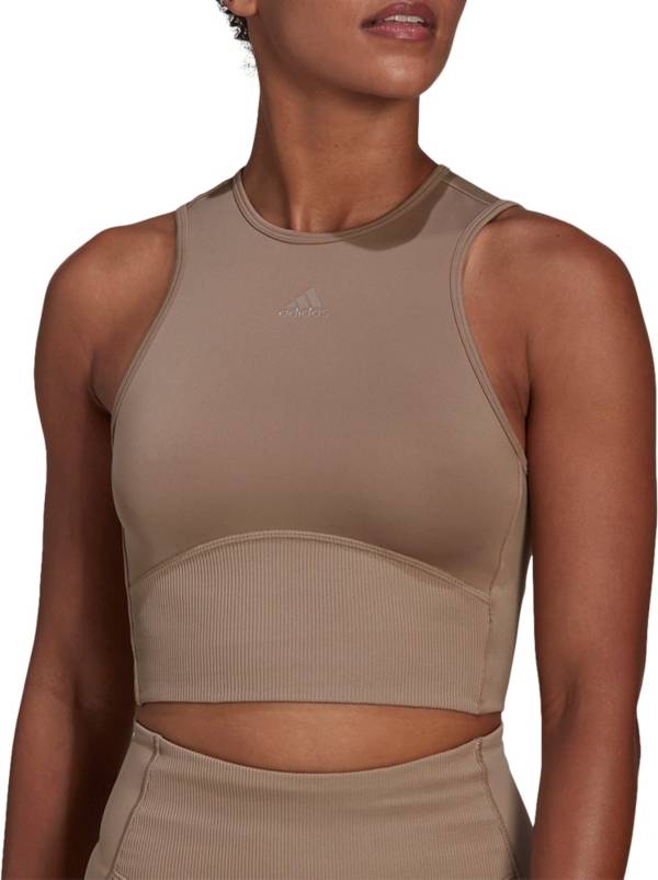 adidas Women's Hyperglam Rib Crop Training Tank Top