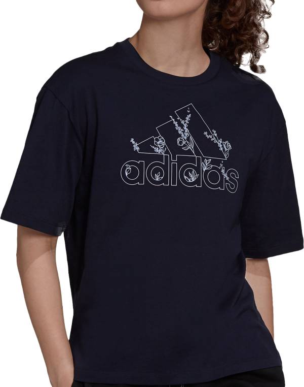 adidas Women's Soft Floral Logo Graphic T-Shirt