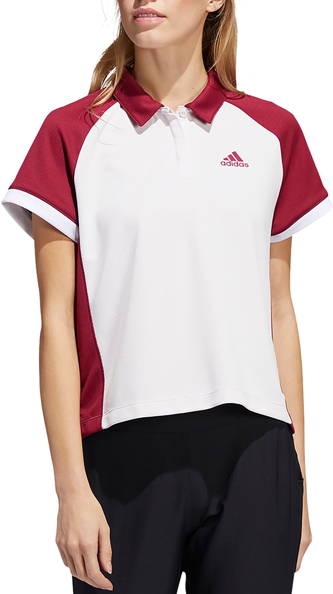 red adidas golf polo