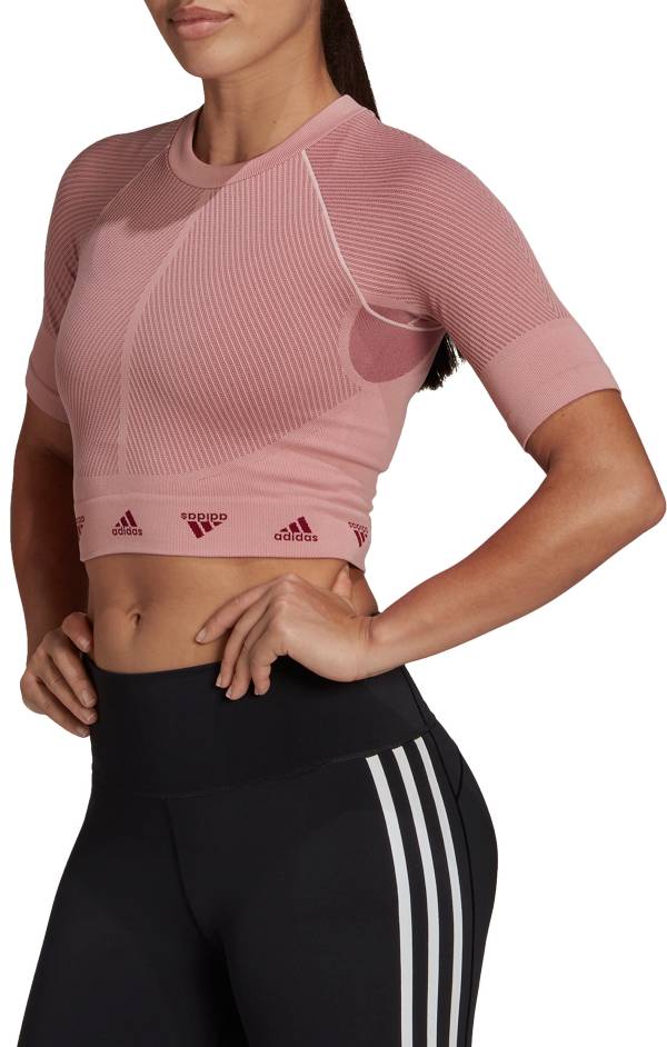 adidas Women's Versatile Aeroknit Cropped Short Sleeve T-Shirt