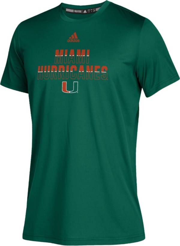 adidas Youth Miami Hurricanes Green Climatech Performance T-Shirt