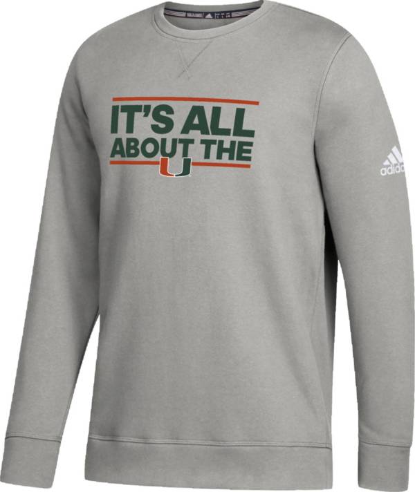 adidas Youth Miami Hurricanes Grey Fleece Dassler Sweatshirt
