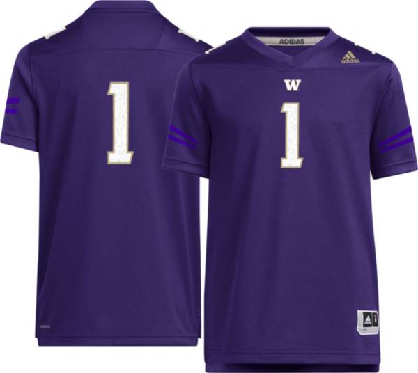 adidas Youth Washington Huskies #1 Purple Replica Football Jersey