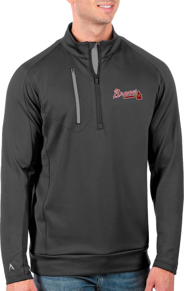 Antigua Men's Tall Atlanta Braves Generation Carbon Half-Zip Pullover