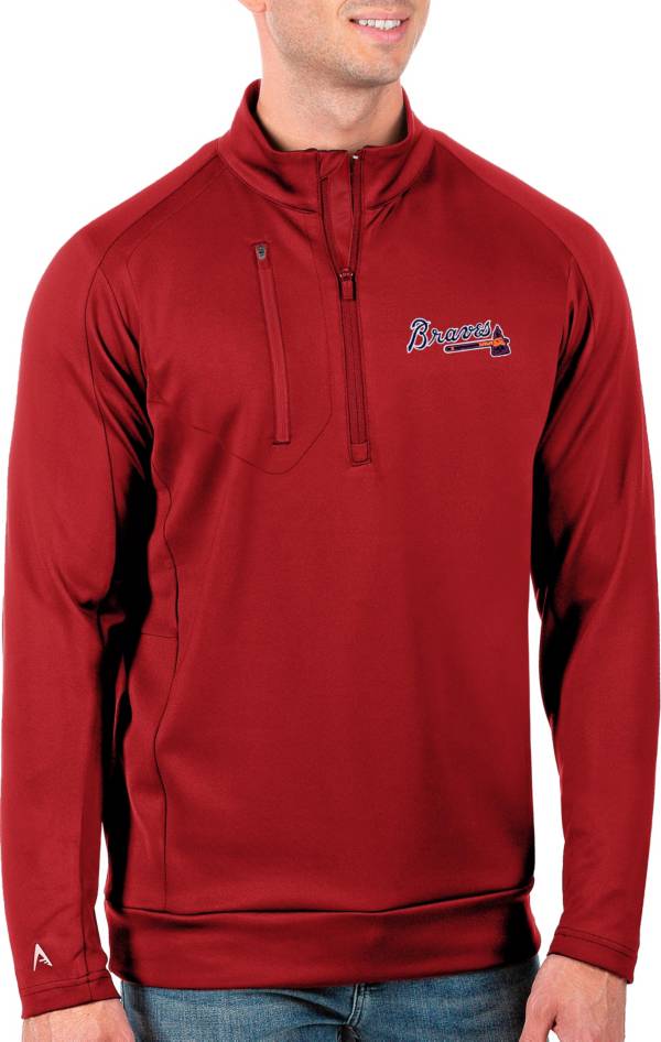 Antigua Men's Tall Atlanta Braves Generation Red Half-Zip Shirt