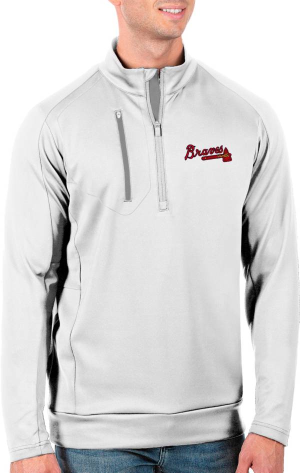 Antigua Men's Tall Atlanta Braves Generation White Half-Zip Pullover