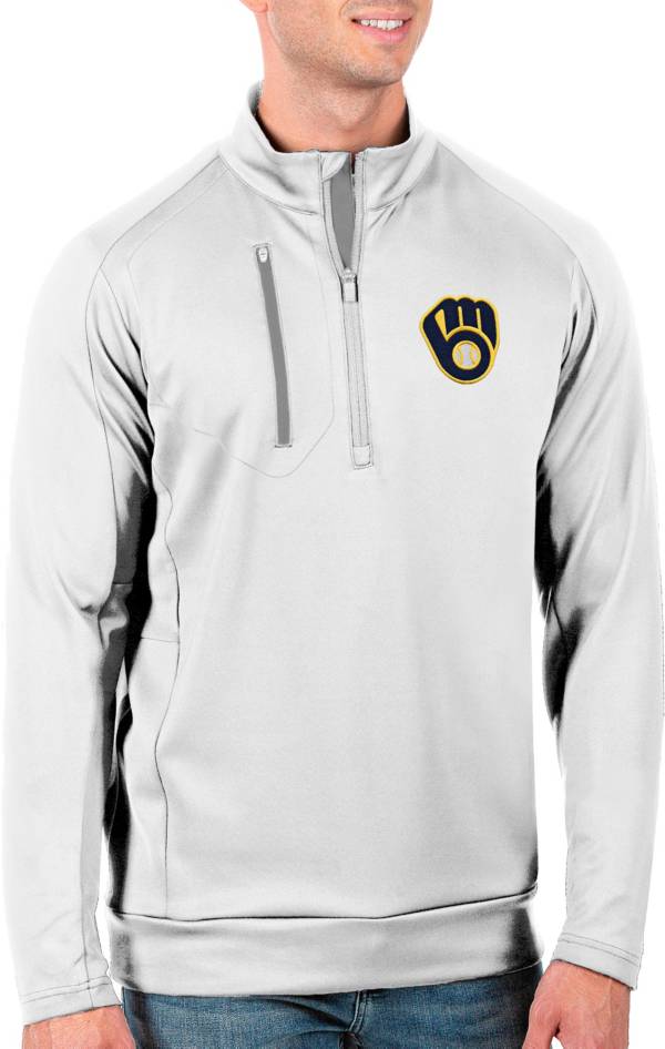 Antigua Men's Tall Milwaukee Brewers Generation White Half-Zip Pullover product image
