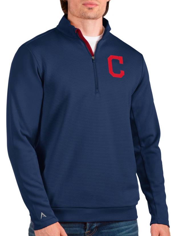 Antigua Men's Cleveland Indians Navy Quarter-Zip Pullover