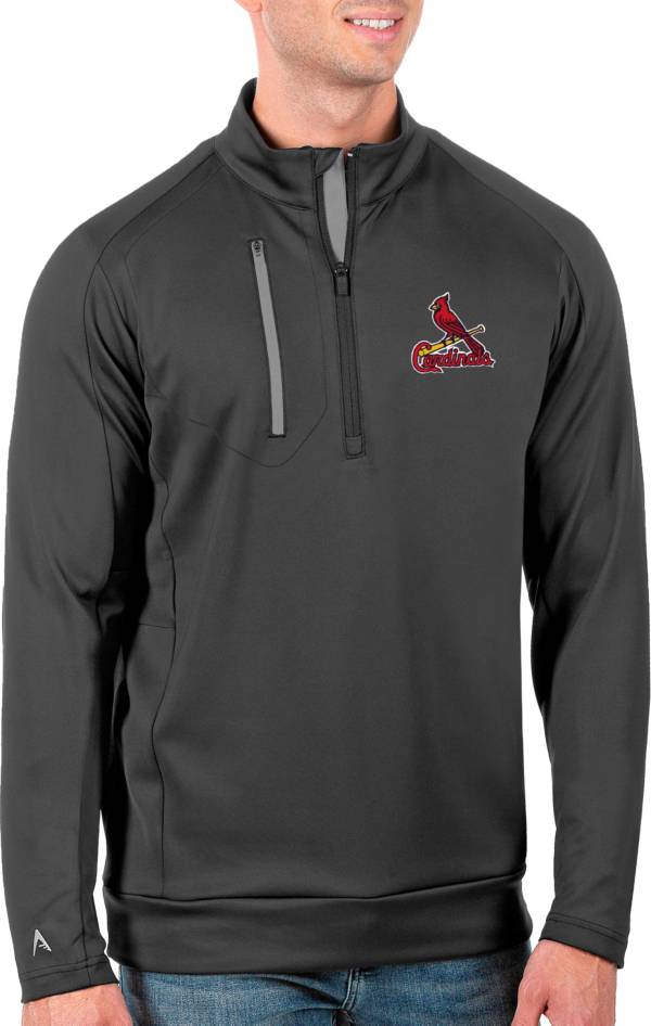 Antigua Men's Tall St. Louis Cardinals Generation Carbon Half-Zip Pullover