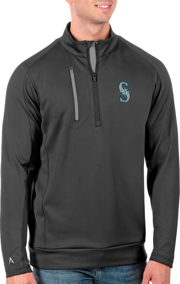 Antigua Men's Tall Seattle Mariners Generation Carbon Half-Zip Pullover