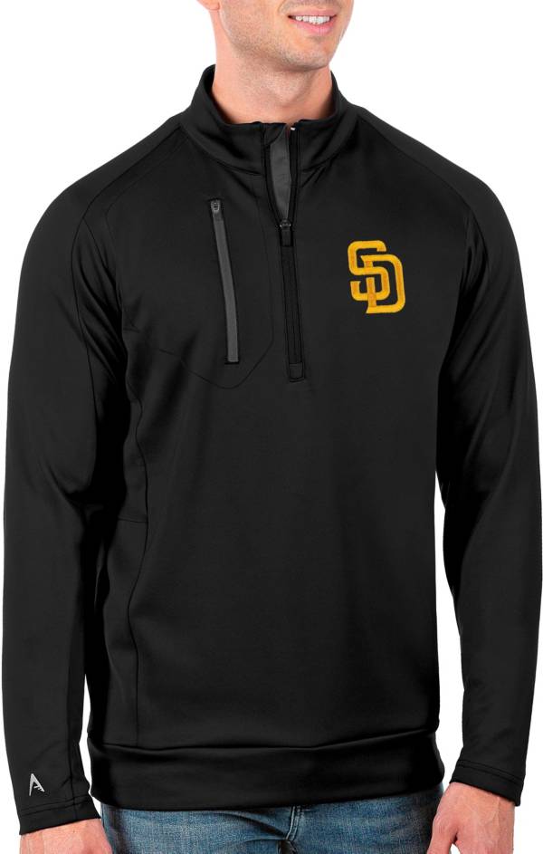 Antigua Men's Tall San Diego Padres Generation Black Half-Zip Pullover