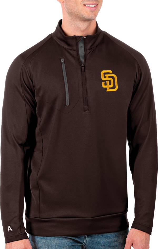 Antigua Men's Tall San Diego Padres Generation Brown Half-Zip Pullover