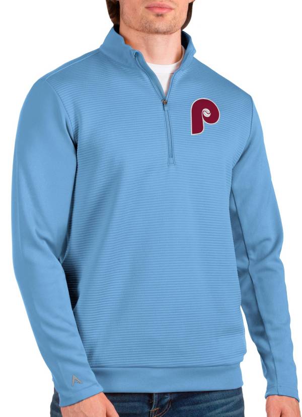 Antigua Men's Philadelphia Phillies Light Blue Quarter-Zip Pullover