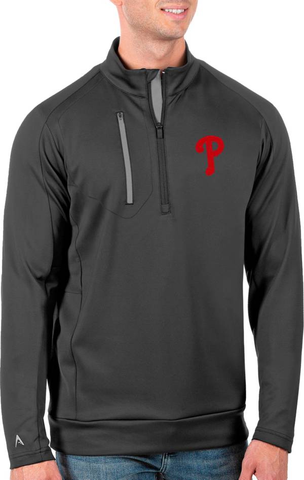 Antigua Men's Tall Philadelphia Phillies Generation Carbon Half-Zip Pullover