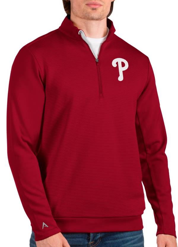 Antigua Men's Philadelphia Phillies Red Quarter-Zip Pullover