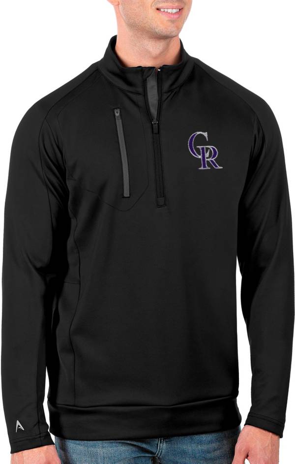 Antigua Men's Tall Colorado Rockies Generation Black Half-Zip Pullover