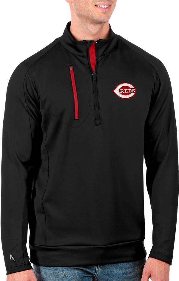 Antigua Men's Tall Cincinnati Reds Generation Black Half-Zip Pullover