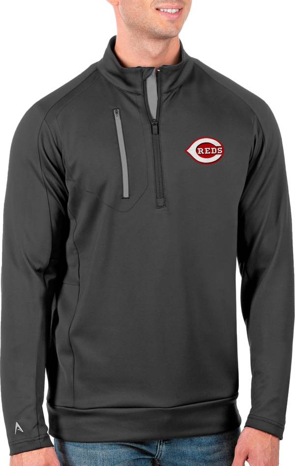 Antigua Men's Tall Cincinnati Reds Generation Carbon Half-Zip Pullover