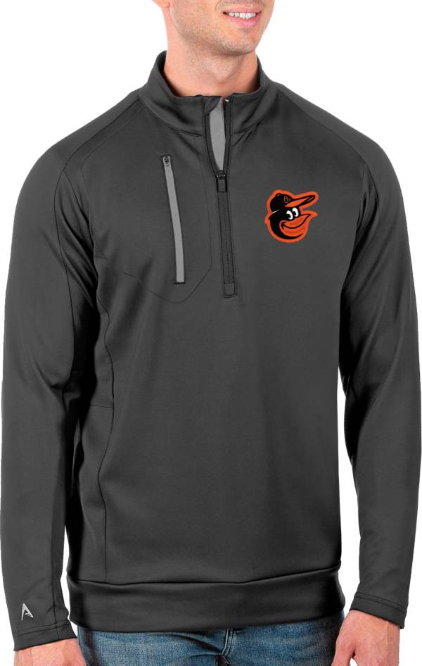 Antigua Men's Tall Baltimore Orioles Generation Carbon Half-Zip Pullover