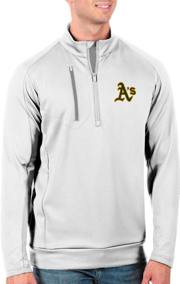 Antigua Men's Tall Oakland Athletics Generation White Half-Zip Pullover