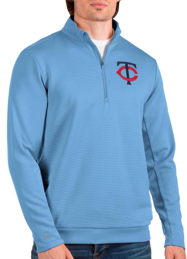 Antigua Men's Minnesota Twins Light Blue Quarter-Zip Pullover