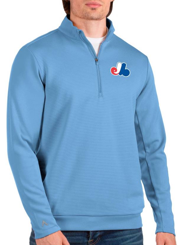 Antigua Men's Montreal Expos Light Blue Quarter-Zip Pullover product image