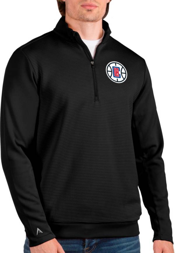 Antigua Men's Los Angeles Clippers Black Odyssey Quarter-Zip Pullover