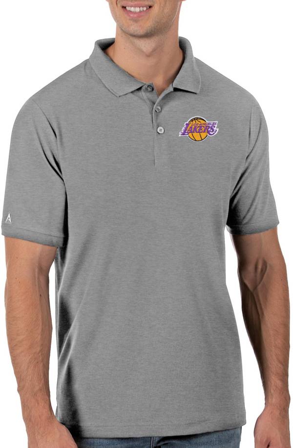 Antigua Men's Los Angeles Lakers Grey Legacy Polo