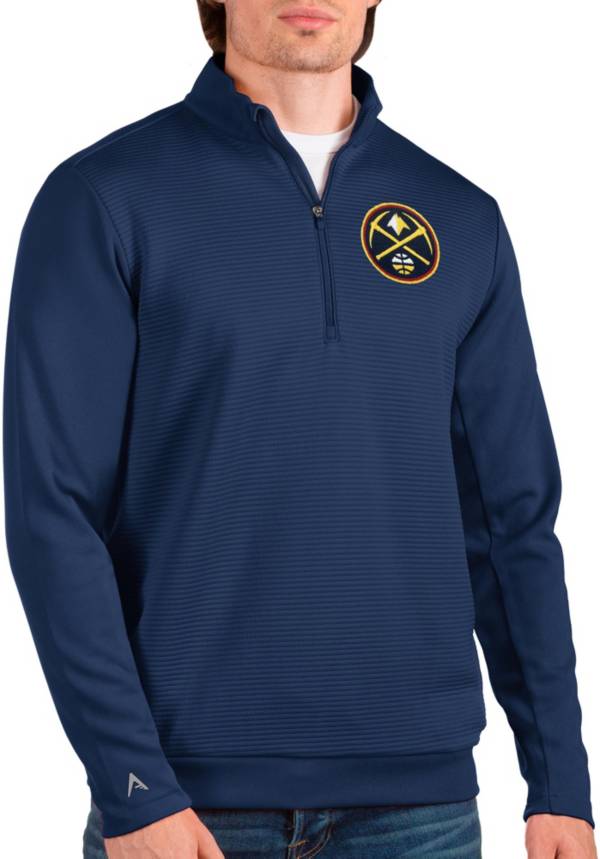 Antigua Men's Denver Nuggets Navy Odyssey Quarter-Zip Pullover