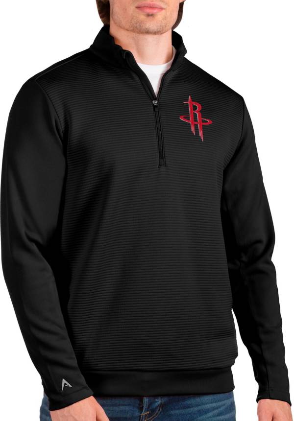 Antigua Men's Houston Rockets Black Odyssey Quarter-Zip Pullover