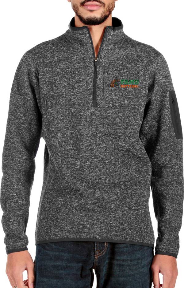 Antigua Men's Florida A&M Rattlers Black Fortune Quarter-Zip Pullover Shirt