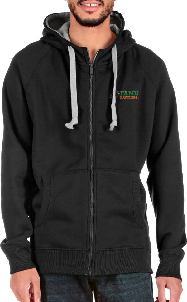 Antigua Men's Florida A&M Rattlers Black Victory Full-Zip Hoodie