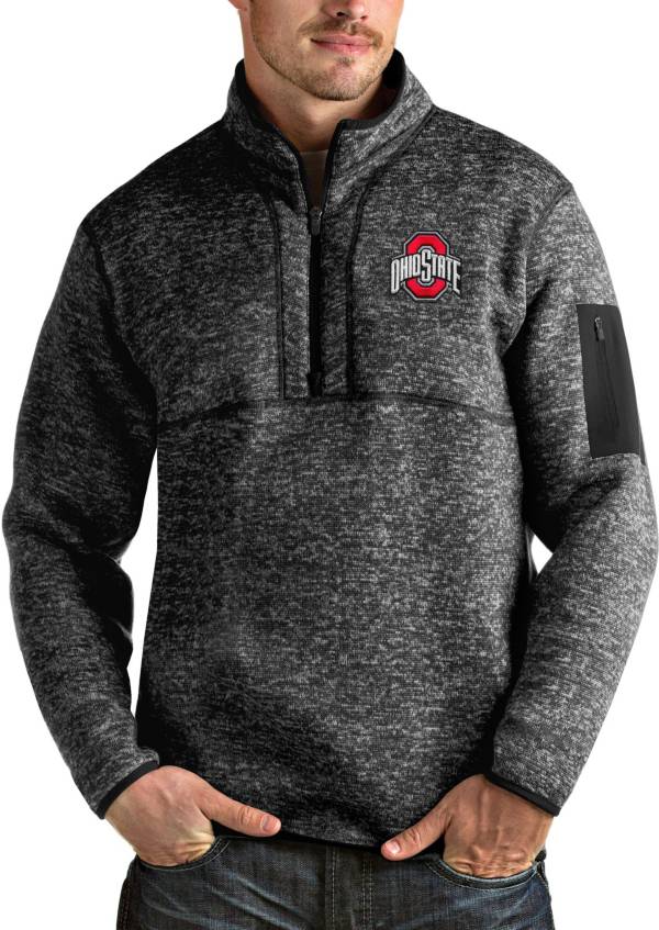 Antigua Men's Ohio State Buckeyes Black Fortune Quarter-Zip Pullover Shirt