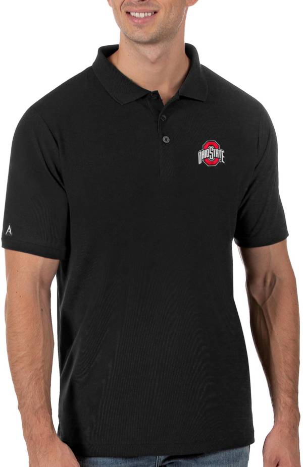 Antigua Men's Ohio State Buckeyes Black Legacy Pique Polo