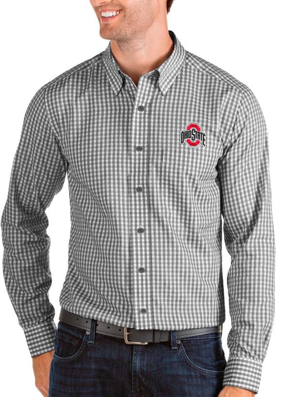 Antigua Men's Ohio State Buckeyes Black Structure Button Down Long Sleeve Shirt