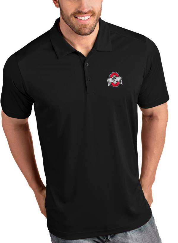 Antigua Men's Ohio State Buckeyes Black Tribute Performance Polo