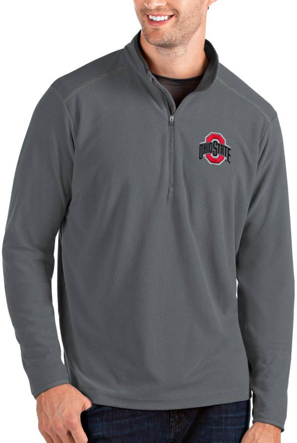 Antigua Men's Ohio State Buckeyes Gray Glacier Quarter-Zip Pullover Shirt