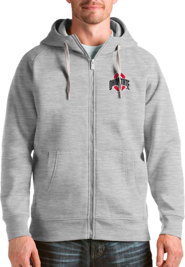 Antigua Men's Ohio State Buckeyes Gray Victory Full-Zip Hoodie