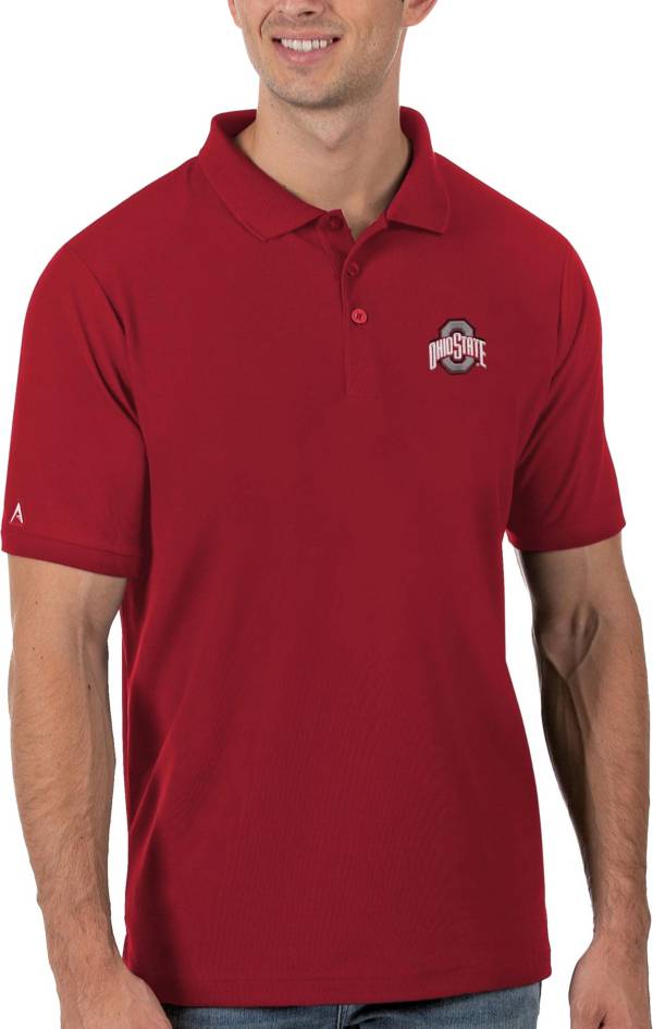 Antigua Men's Ohio State Buckeyes Scarlet Legacy Pique Polo