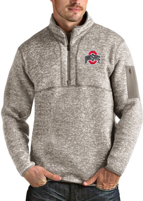 Antigua Men's Ohio State Buckeyes White Fortune Quarter-Zip Pullover Shirt