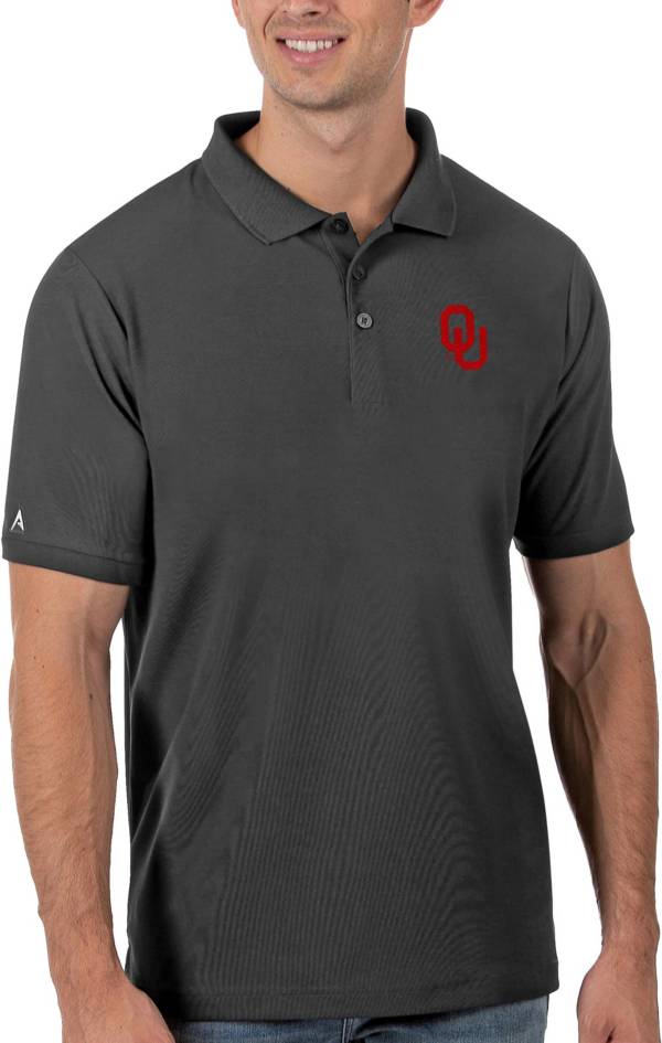 Antigua Men's Oklahoma Sooners Grey Legacy Pique Polo