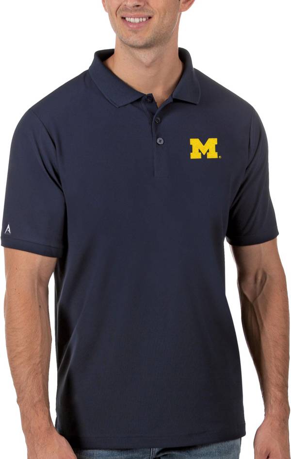 Antigua Men's Michigan Wolverines Blue Legacy Pique Polo product image