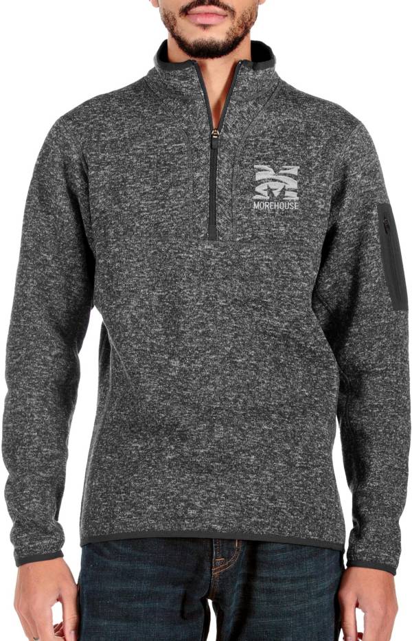Antigua Men's Morehouse College Maroon Tigers Black Fortune 1/4 Zip Pullover
