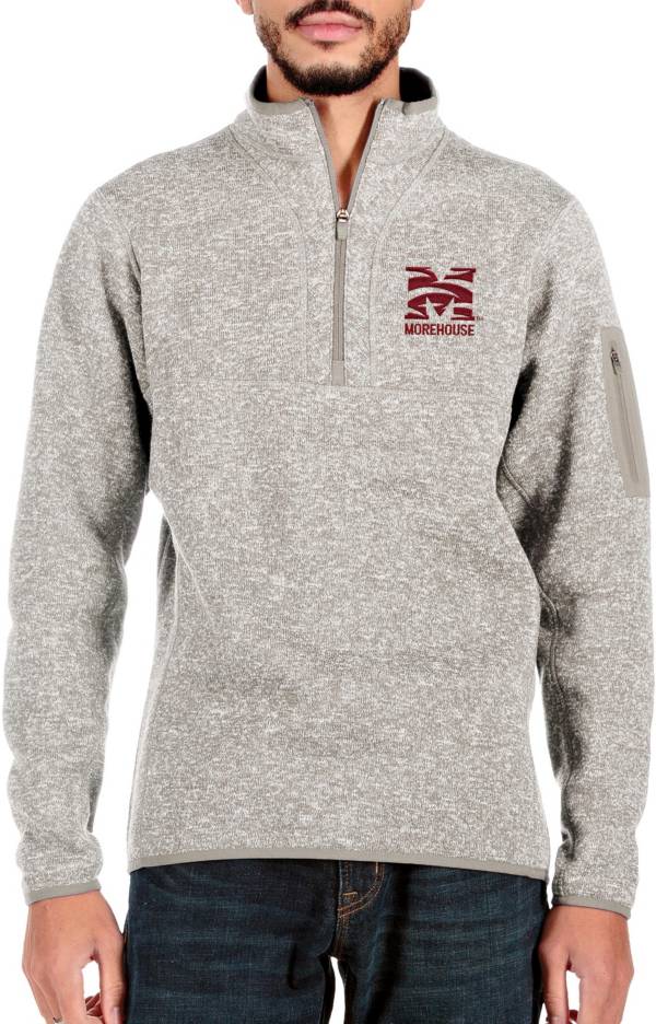 Antigua Men's Morehouse College Maroon Tigers White Fortune 1/4 Zip Pullover