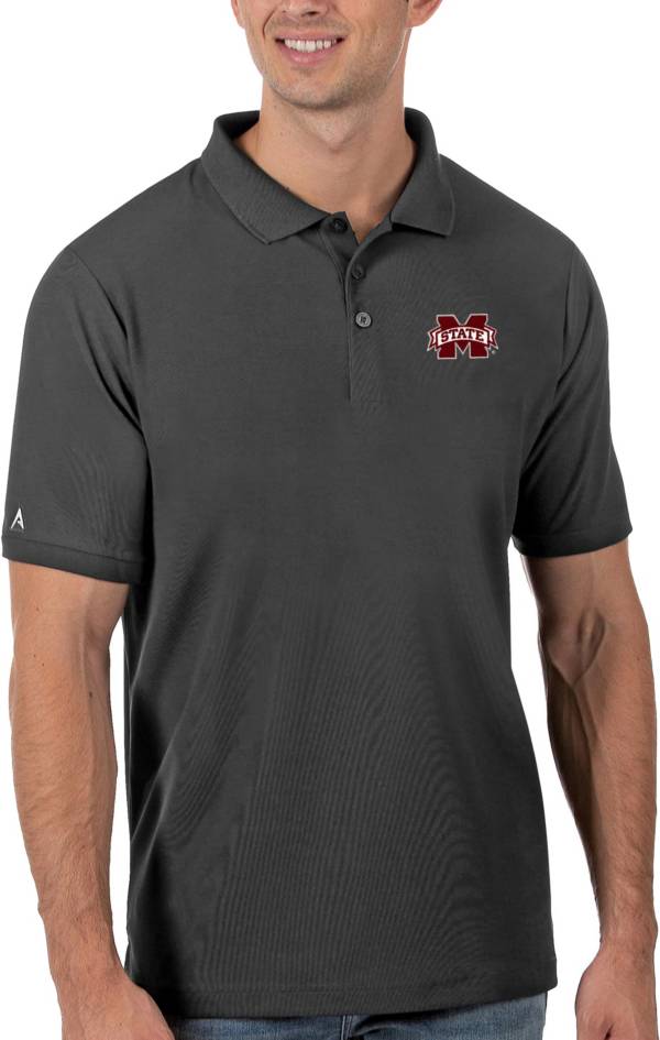 Antigua Men's Mississippi State Bulldogs Grey Legacy Pique Polo