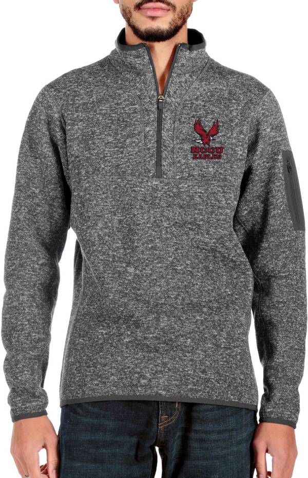 Antigua Men's North Carolina Central Eagles Grey Fortune 1/4 Zip Pullover